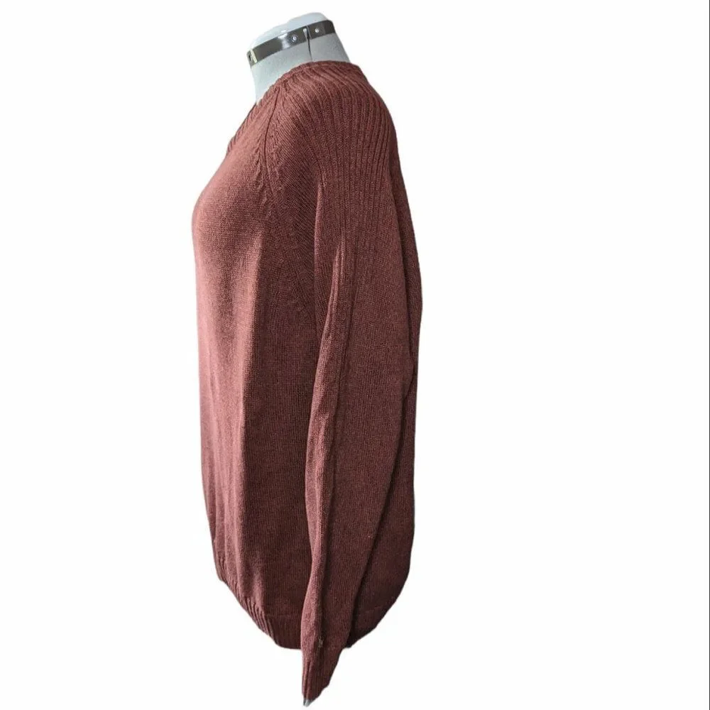 Columbia Brick Red Knit Heavyweight V-Neck Sweater, 2XL XXL
